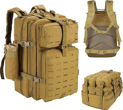 Obrázek produktu pro Topchances velký vojenský batoh muži 45L venkovní vodotěsné taktické Molle útok přežití taktický batoh pro kempování treking turistika rybaření cestování práce, světle hnědá