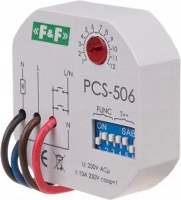 Image de Relais temporisé multifonction PCS-506 - 230 V - Compact - 8 fonctions - Montage encastré
