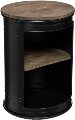 Produktbild von Beistelltisch Runde Form - Schwarz Metall und Holz Ø 33,5 cm
