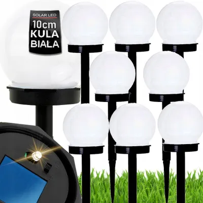 Produktbild von 8er Set Solar Kugelleuchten LED Garten – Weiße Solarleuchten 10 cm zum Einstecken für Garten, Terrasse & Wege