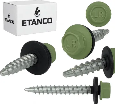 Zdjęcie produktu dla Wkręty samogwintujące ETANCO Wkręty trapezowe do blachy RAL 6011 4,8 x 60 mm 100 szt.