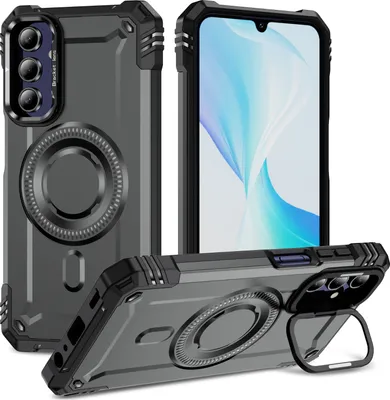 Produktbild von Magnetisch Hülle für Samsung Galaxy A15 5G/4G, Heavy Duty Militärischer Stoßfest Handyhülle Kamera-Ringständer Grau