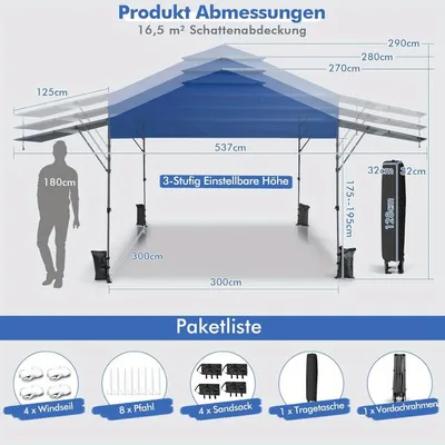 Obrázok produktu pre Rýchlo rozložiteľný stanov – skladací stanov – párty stanov – slnečník – altán – s bočnými zásterami