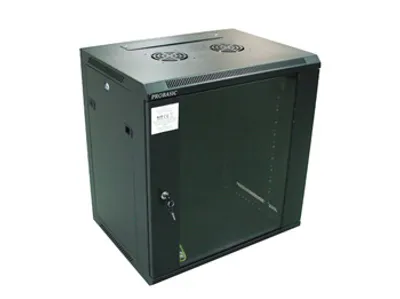 Obrázek produktu pro RACK 19" nástěnný ZETA 12U 600x450 RAL9004, dveře sklo k samosestavení, černý