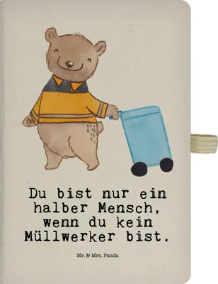 Produktbild von Mr. & Mrs. Panda notizbuch Müllwerker Herz - Transparent - Geschenk, Notizheft A5, Tagebuch, Müllmann, Lustig, Schreibheft, Witzig, Spruch, Skizzenbuch, Reisetagebuch