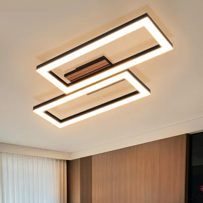 Produktbild von ZMH LED Deckenleuchte Schlafzimmer Deckenlampe 49CM Schwarz Schlafzimmerlampe 3000K Rechteckiges Design Flurlampe für Wohnzimmer Küche Arbeitszimmer