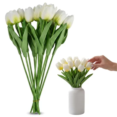 Obrázok produktu pre Solidchoice – 12 kusov umelých tulipánov, kytica na nenáročnú dekoráciu