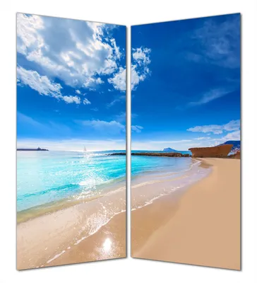 Produktbild von Wallario selbstklebende Duschrückwand 160 x 200 cm mit Motiv Traumstrand unter blauem Himmel - Wandverkleidung mit Hochglanzlaminat in Glasoptik