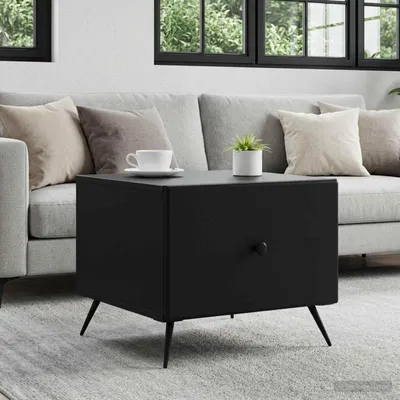 Image de Maison Exclusive - Table basse à tiroirs, noire, 49 x 50 x 40 cm, aggloméré