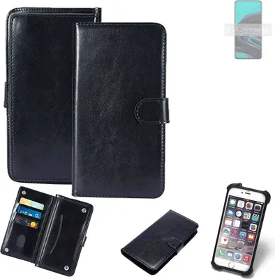 Produktbild von K-S-Trade 360° Hülle kompatibel mit Oppo Reno2 schwarz Kunstleder Case BookCase WalletCase Kunstlederederhülle Handyhülle, Rundumschutz Bumper