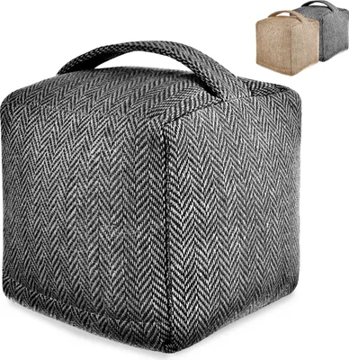 Produktbild von Türstopper Sack für Boden - Waschbarer Bezug - Extra Schwer 1Kg - mit Tragegriff - Für Haus & Büro - mit rutschfesten Pads (Grau)