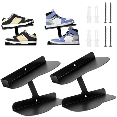 Produktbild von 2er Set Schuhregale,Wandhalterung für Schuhe,Retro Schuhablage aus Gusseisen, H-förmig, Standregal für Sammler und Sneaker Liebhaber