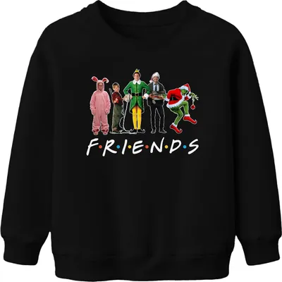 Produktbild von Friends Weihnachtsfilme Grinch Buddy der Weihnachtself - Weihnachten Christmas Xmas Uni Kinder Weihnachtspullover, Schwarz, 104