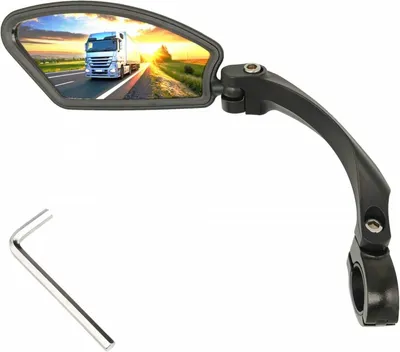 Produktbild von Fahrradspiegel für E-Bikes - Lenkerspiegel - 360° drehbar - verstellbarer - Fahrradspiegel links - kratzfeste Glaslinse - Schwarz