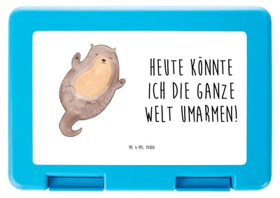 Produktbild von Mr. & Mrs. Panda Lunchbox Otter Umarmen - Weiß - Geschenk, gut Gelaunt, Snackbox, Seeotter, See, Bentobox, Frischhaltedose, Bento Box, Jausenbox, Hallo, glücklich