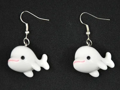 Produktbild von Wal Wale Ohrringe Miniblings Hänger Walfisch Fisch Pottwal Kinderschmuck weiß