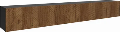 Produktbild von MEBLINI TV-Schrank 300cm Lang - Fernsehschrank - TV Lowboard Industrial - Unterschrank für Fernseher - TV-Unterschrank - TV-Schrank - Hängeschrank - KLARO - 300x40x41cm - Schwarz Matt/Catania Eiche