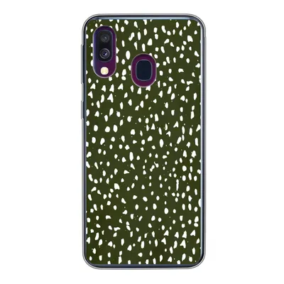 Produktbild von MuchoWow® Handyhülle Schutzhülle Hülle für Samsung Galaxy A40 Polka dots - Weiß - Schwarz Silikon Softcase Handy Hülle - Handy-Tasche