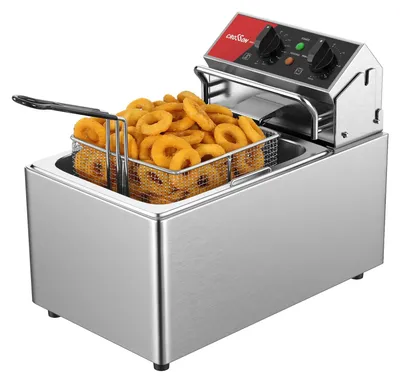 Elektrische Friteuse 8L, EGO-Thermostat, Edelstahlkorb, 3250 W