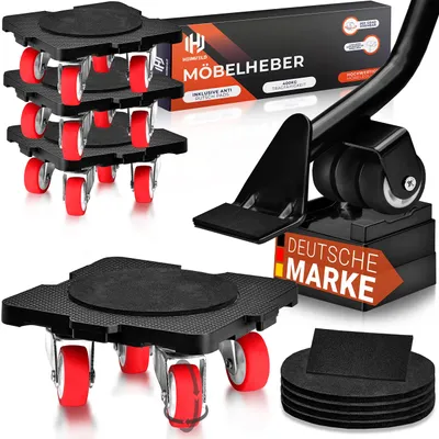 Image de Kit de levage de meubles, capacité de charge de 400 kg, 4 roulettes pour meubles, idéal pour le transport de meubles