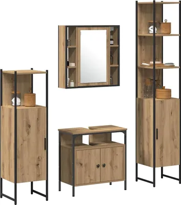 Produktbild von vidaXL Badezimmermöbel-Set 4 Stk. Artisan-Eiche 33 x 33 x 185,5 cm