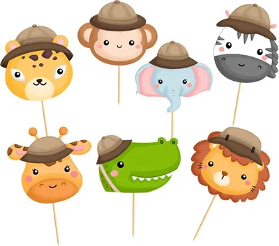 Image de Toppers Pikers SAFARI Animaux Anniversaire 7 pièces