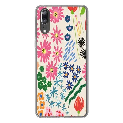 Produktbild von MuchoWow® Handyhülle Schutzhülle Hülle für Huawei P20 Blume - Blätter - Feldblumen Silikon Softcase Handy Hülle - Hardcover