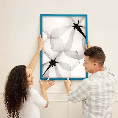 Produktbild von MG Design Bilderrahmen Türkis 48x68,3 cm - Posterrahmen Echtholz mit Acrylglas, stabile Wandaufhängung, hoch/quer