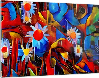 Produktbild von Bilder auf glas - Blume Abstraktion - 120x80cm - Glasbilder - Wandbilder - Kunstdruck - zum Aufhängen bereit - Wanddekoration aus Glas - Glas Bilder - Wandbild auf Glas - Einteilig - GAA120x80-3466