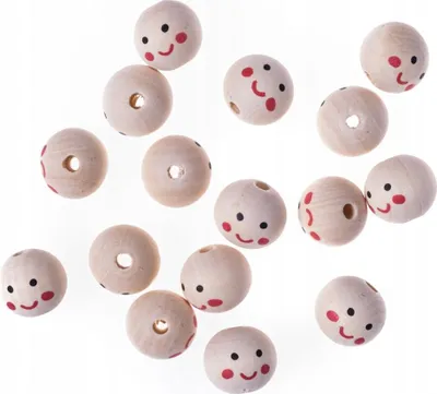 Produktbild von Holzperlen, Smileys 20 mm, 16 Stk.