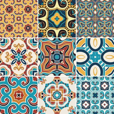 Productafbeelding van Zelfklevende tegelstickers voor keuken en badkamer – 9 cementtegels stickers, Azulejos Breno – 9 stickers, 15 x 15 cm