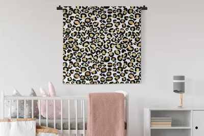 Produktbild von MuchoWow® Wandteppich Wandbehang Muster - Pantherdruck - Gold 90x90 cm Tapisserie Dekoration Wandtuch - Wandaufhänger