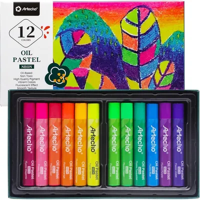 Produktbild von Ölpastellkreide fluoreszierend 12er Leuchtfarben Set lichtecht sanfte Berührung einfaches Mischen