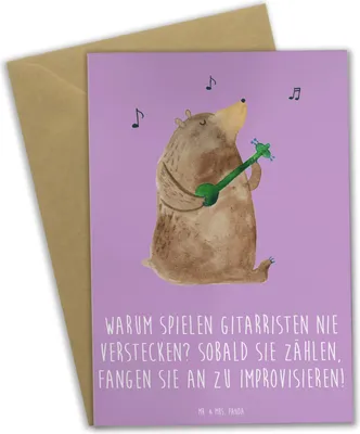 Produktbild von Mr. & Mrs. Panda Grußkarte Gitarre Improvisation - Lavendeltraum - Geschenk, Musik, neujahrskarte, Musiker, osterkarten, Liebe, osterkarte, einladungskarten, Instrument
