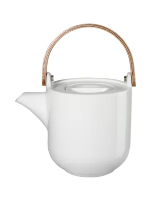 Image de ASA Théière avec poignée en bois, blanc 14,5 x 10,7 cm, h. 12 cm, 0,6 l.