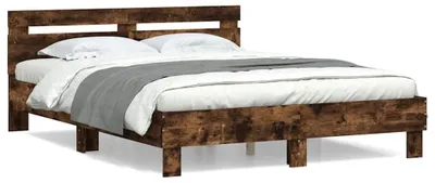 Obrázok produktu pre vidaXL Rám postele s čelom z dymového duba 140x200 cm materiál na báze dreva