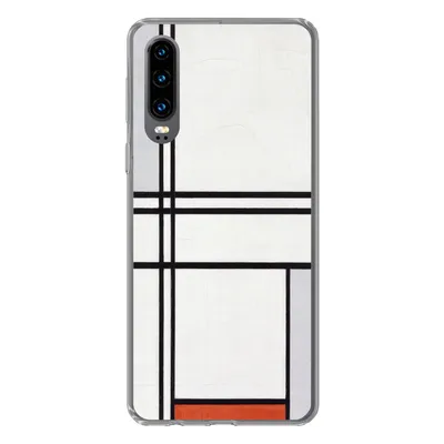 Produktbild von MuchoWow® Handyhülle Schutzhülle Hülle für Huawei P30 Komposition 1 mit Rot und Grau - Piet Mondrian Silikon Softcase Handy Hülle - Kartenbesitzer