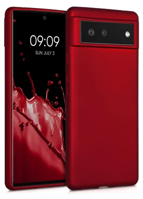 Zdjęcie produktu dla Etui kwmobile na telefon Google Pixel 6 – silikonowe etui z metalicznym połyskiem – etui ochronne – metaliczny ciemnoczerwony