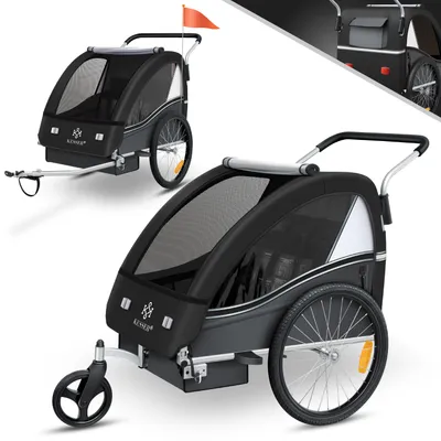 Produktbild von KESSER® Kinderanhänger Fahrradanhänger Sport-RX 2 in 1 Joggerfunktion Kinderfahrradanhänger + 5-Punkt Sicherheitsgurt 360°-Vorderrad Jogger Buggy Fahrrad Anhänger für 1 bis 2 Kinder max. 40kg