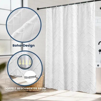 Imagen del producto de Omgoods - Cortina de ducha impermeable, color blanco, 180x200 cm, para baño