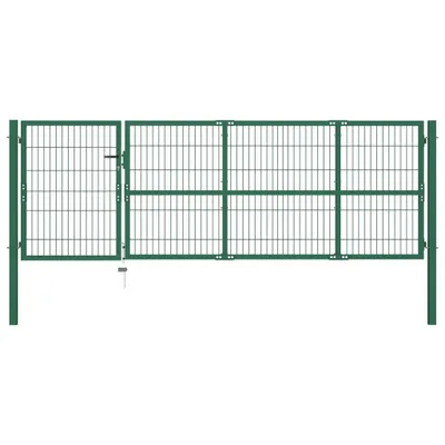 Zdjęcie produktu dla Brama Ogrodzeniowa Ze Słupkami, 350 X 100 Cm, Stalowa, Zielona Lumarko!
