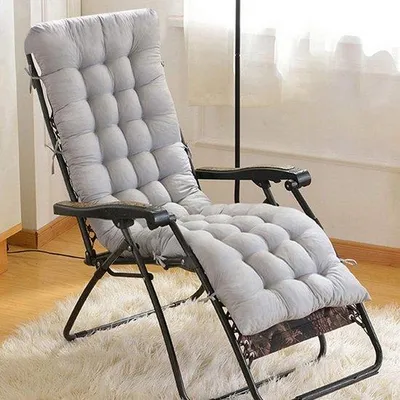 Immagine prodotto di Cuscino per sedia da giardino - Cuscino per poltrona relax - Per il relax all'aperto - Con tasche antiscivolo - 170 x 53 cm - Grigio