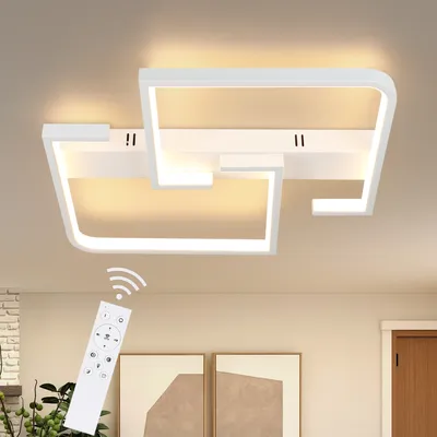 Produktbild von ZMH Deckenleuchte LED Deckenlampe dimmbar Moderne Wohnzimmerlampe Weiße 35W aus Aluminium für Schlafzimmer Küche Wohnzimmer Arbeitszimmer Flur Balkon mit Fernbedienung farbwechsel