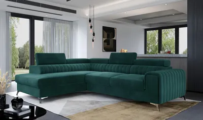 Productafbeelding van Eckbank Laurence met slaapfunctie en opbergruimte – een stijlvolle blikvanger voor uw woonkamer