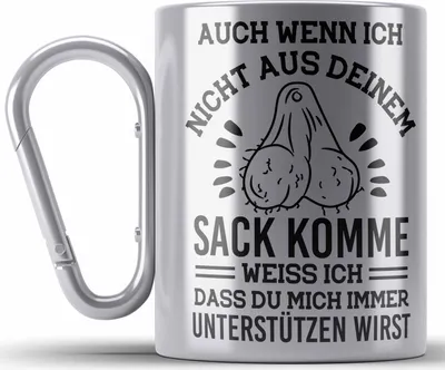 Produktbild von Trendation - Stiefpapa Edelstahl Tasse Karabiner Spruch Geschenk Lustige Sprüche Stiefvater Geschenk Geburtstag Geburtstagsgeschenk (Silber)