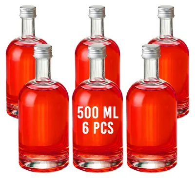 Image de Lot de 6 bouteilles en verre vides - 500 ml avec bouchon à vis