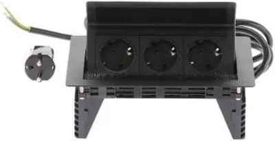 Produktbild von Evoline Flip Top Push S Einbausteckdose 3-fach, 230V - 3500W, schwarz