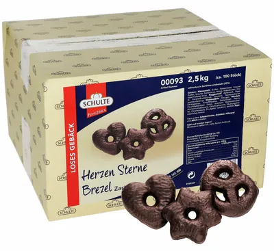 Produktbild von Schulte Herzen Sterne Brezel Zartbitter 2,5kg