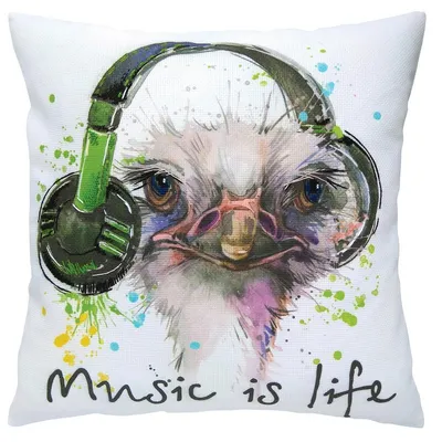 Obrázek produktu pro RTO vyšívací polštář saténovým stehem "Music is life" DT-M018, předkreslený vyšívací obrázek, 40x40 cm