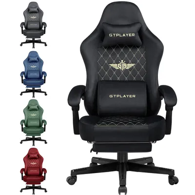 Produktbild von GTPLAYER Gaming Stuhl Stoff Gaming Chair Ergonomisch Bürostuh PC Stuhl,  Verstellbarer und Drehbarer Schreibtischstuh mit Fußstütze, Schwarz